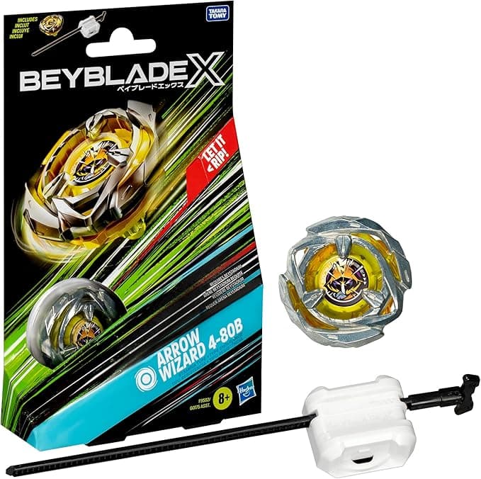 Beyblade X Arrow Wizard 4-80B Starter Pack Set Stamina Type with Right Rotation Top and Launcher Battle Top Toy for Boys